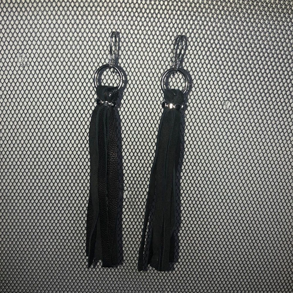 Leather fringe handmade earrings